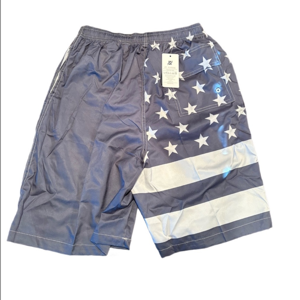 FT FENTENG Swim Trunks Red White Blue Flag Patriotic NWT Size Large